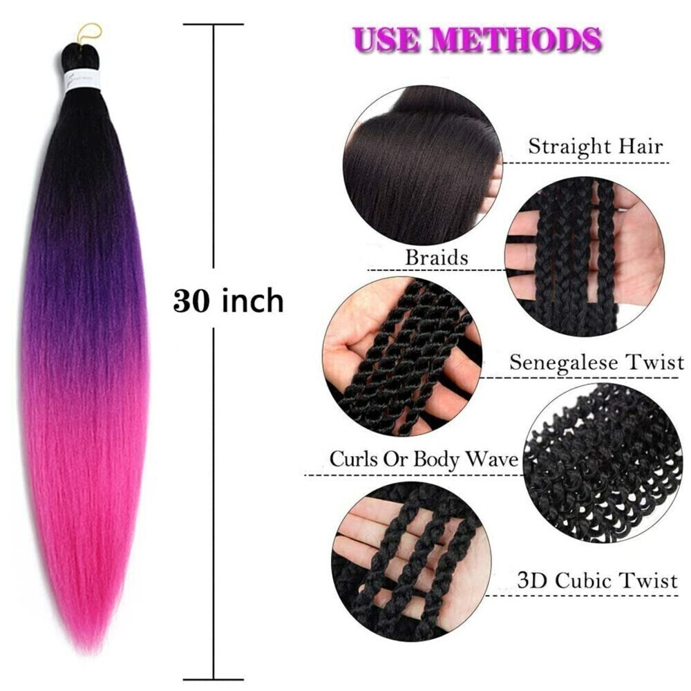 Yuccaha Pre Stretched Braiding Hair Extensions 30‎ Inch 6 Packs Long